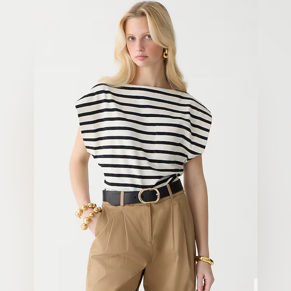 NWT J.Crew SizeXS Boatneck muscle T-shirt in Carter stripe mariner cotton